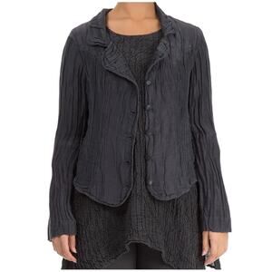 Grizas‎ Black Linen Silk Linen Crushed Cropped Blazer // Size Large